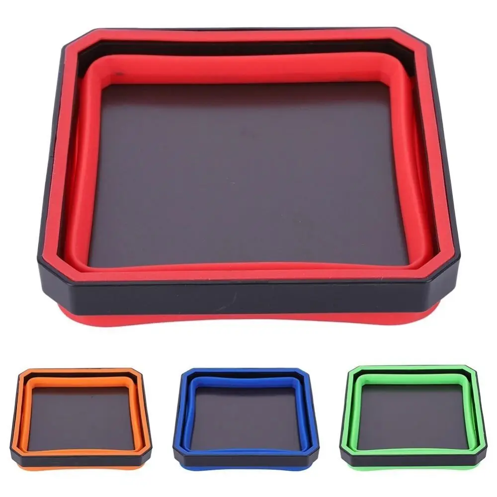 Collapsible Magnetic Parts Tray Foldable Raised Walls Tool Organizer Multicolor Stain-Resistant Storage Plate Household Tasks