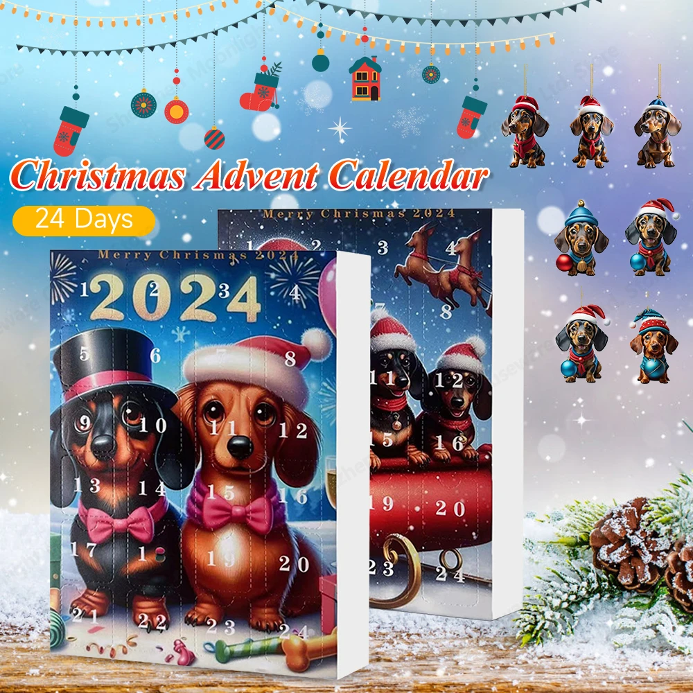 

2024 Christmas Vacation Advent Calendar Dachshunds Cute Christmas Countdown Calendar Collectible Funny Dog Set Gift for Him Her