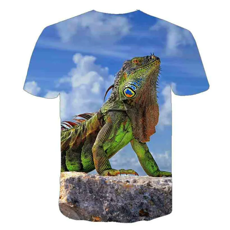 Summer Hot Selling Men\'s Reptile Lizard 3D Printed T-shirts Fashion Chameleon Shirts Plus Size Hip Hop Street O Neck Casual Top