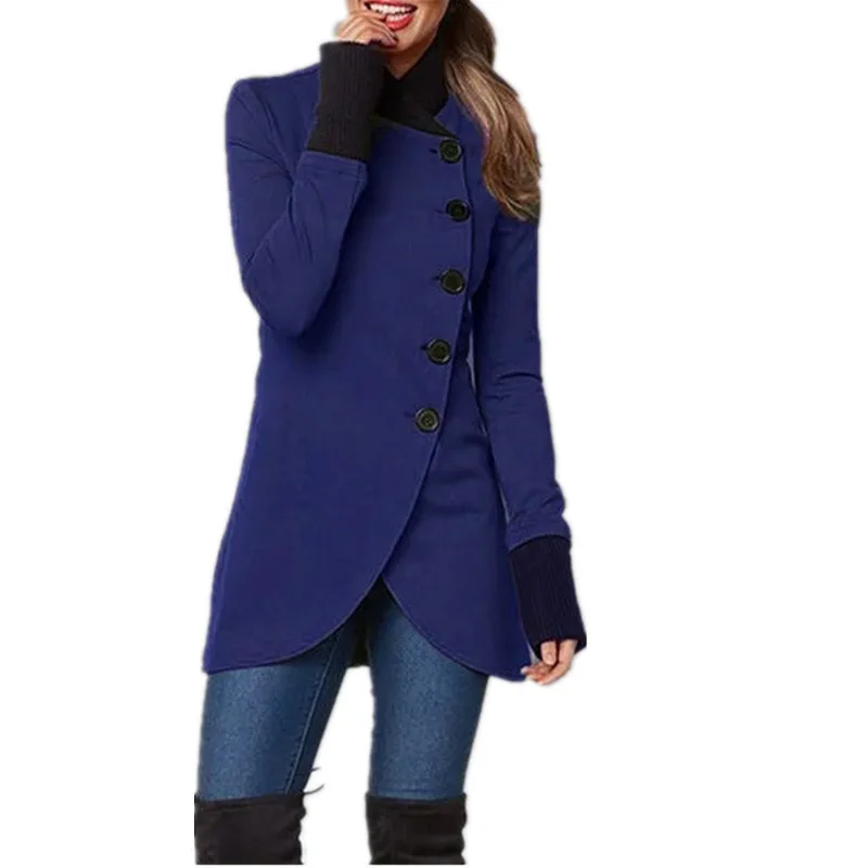 2023 Autumn and Winter Women's New Fashion Commuter Solid Color Single Breasted Panel Bottom Split Long Sleeve Versatile Coat