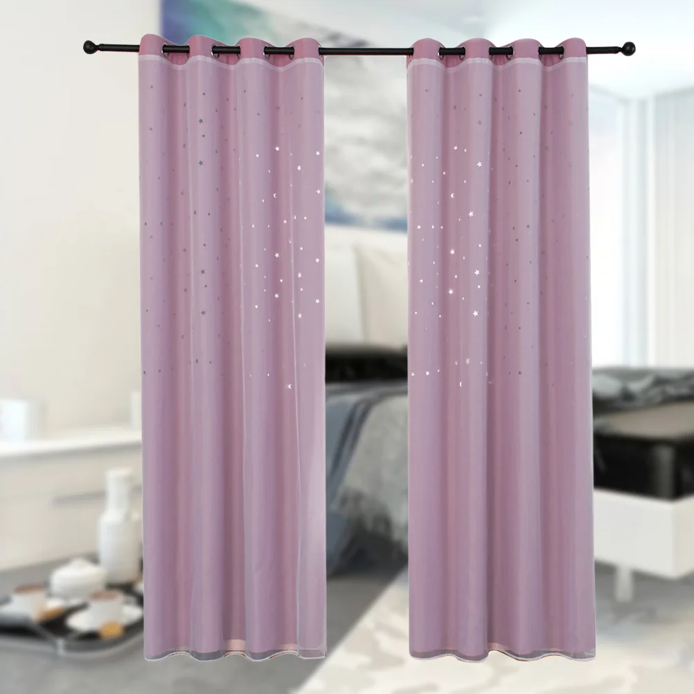 

Kids Bedroom Curtain Double layer Hollow out Stars Thermal Insulated Sheer Curtains Hollow Out Curtain Window Treatment
