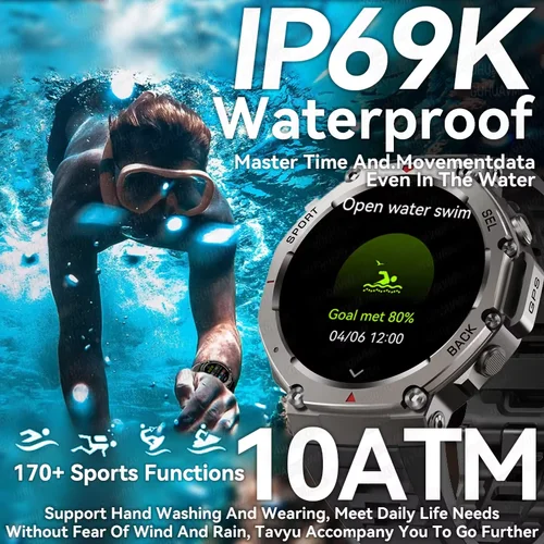 Imagen 2 del producto T-rex 3 Original militar GPS natación reloj inteligente hombres para Xiaomi 10ATM IP69K pulsera impermeable 170 deportes incorporado GPS Smartwatch