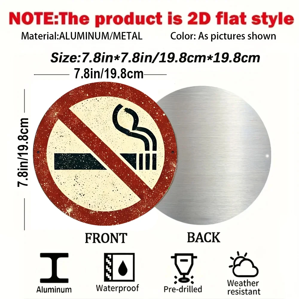 2D Flat 1pc Decorative Sign - No Smoking Wall Sign | Durable Wood, Retro Style, Red And Striped Border, Perfect Gift,