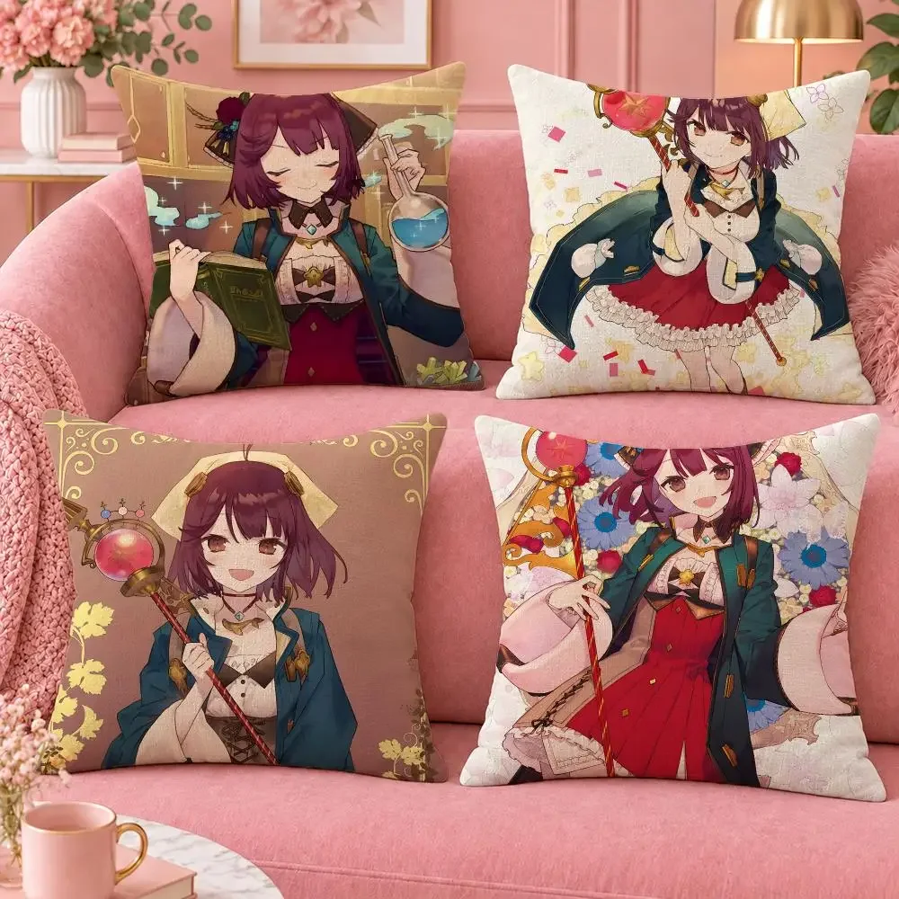 Alchemy Fantasy Atelier Sophie Cushion Cover Cute Cartoon Throw Pillow Cover Soft Plush Cushion Cover Sofa Bedroom Home Decor