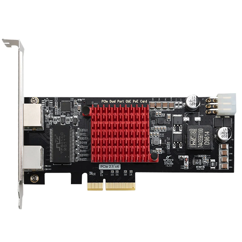 Para Intel I350-T2 puerto dual Gigabit PCI-E X4 NIC para servidor/entrada adaptador Ethernet de 1000Mbps alimentado por POE de 6 pines para Win/Linux