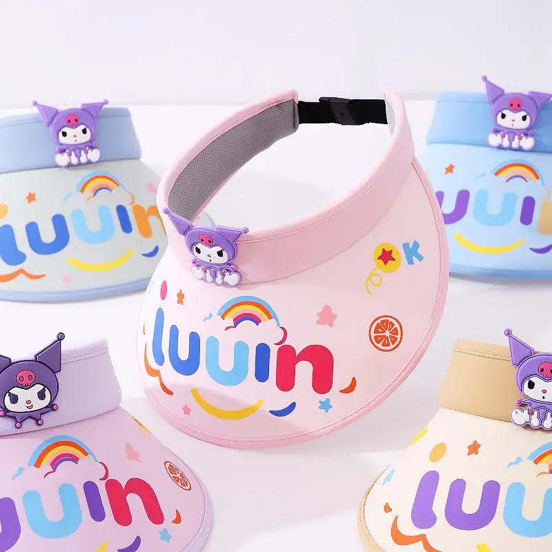 Kawaii Cartoon Sonnenschutz Hut Anime Kuromi Jungen Mädchen große Krempe Schatten Hut im Freien Anti-UV-Sonnenschutz Kappe niedlichen Kinder Hut Kind Geschenk