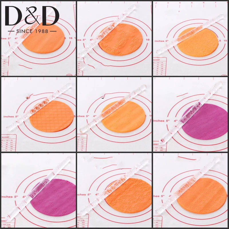 

1Pcs Transparent Acrylic Wave Pattern Rolling Pin Polymer Clay Tools DIY Embossing Texture Print Polymer Clay Tool