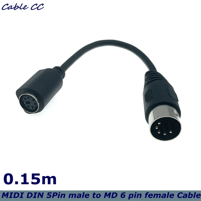 PS2 MD 6-pin Female to DIN 5-pin Male Cable 0.15m PS2 Keyboard and Mouse Transmission Cable 15cm