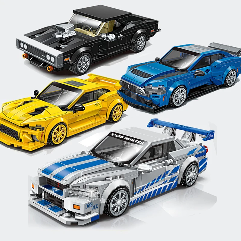 MOC City Speed Racing-bloques de construcción de automóviles técnicos, coche deportivo, garaje, Carro Rennau, Voiture, Ideas creativas, juguetes para vehículos