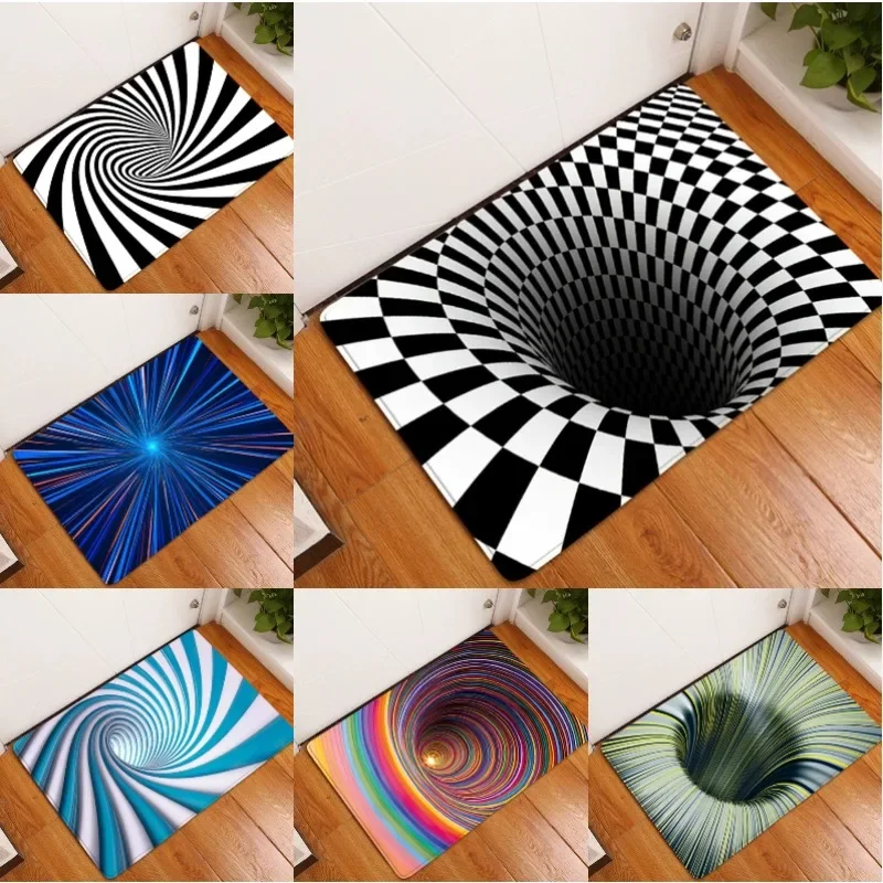 3D Visual Entrance Door Mat Innovation Vortex Dizziness Carpet Bathroom Kitchen Bedroom Anti Slip Rug Home Decoration