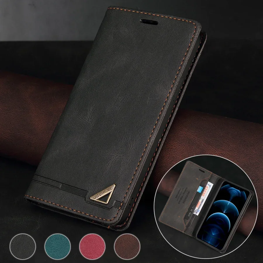 Wallet Anti Theft Brush Flip Leather Case For Samsung Galaxy S24 Ultra S23 Plus S22 S21 S20 FE A06 A14 A15 A16 A35 A53 A54 A55