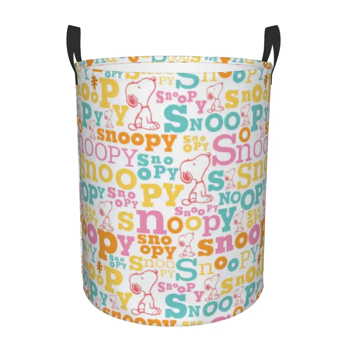 Custom Snoopy Pastel Text Pattern Laundry Basket Collapsible Large Clothing Storage Bin Dog Baby Hamper