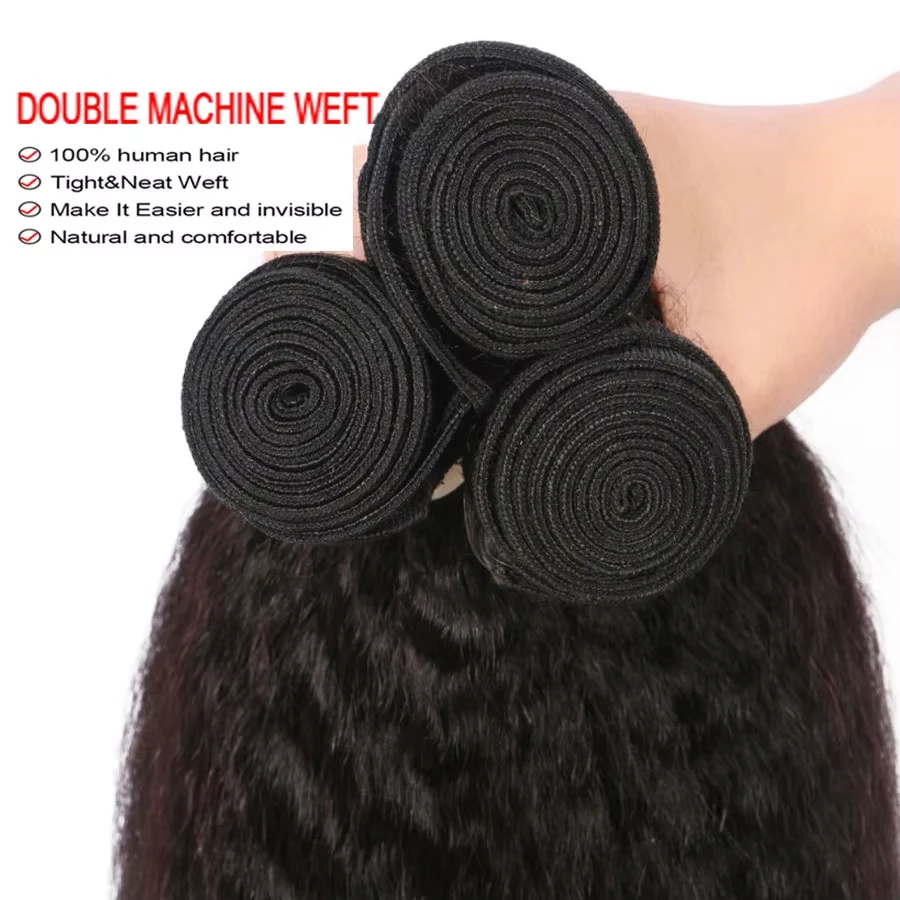 30 بوصة غريب حزم مستقيمة الشعر البشري ياكي مستقيم 100% الخام غير المجهزة النسيج 1/3/4 حزم ريمي لحمة مزدوجة ملحقات