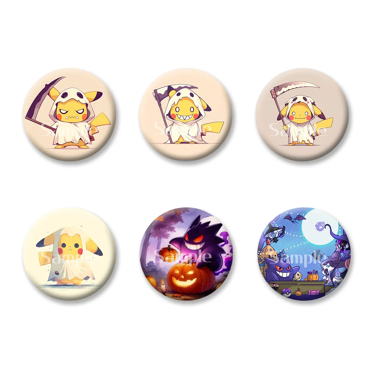 

Хэллоуин Pokemon Grim Reaper стиль террора значки булавки брошь брелки зеркало для макияжа магнит на холодильник подарок на день рождения для друга ребенка