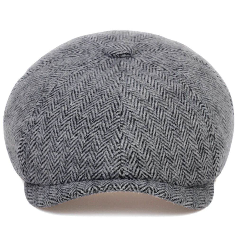 Winter-Flatcap aus Wolle, Vintage Achteckmütze, Herren Cabbie-Mütze, Ivy-Ohrenmütze, Irische Jagdmütze mit Ohrenklappen, Herren Newsboy-Mütze – Detail 4
