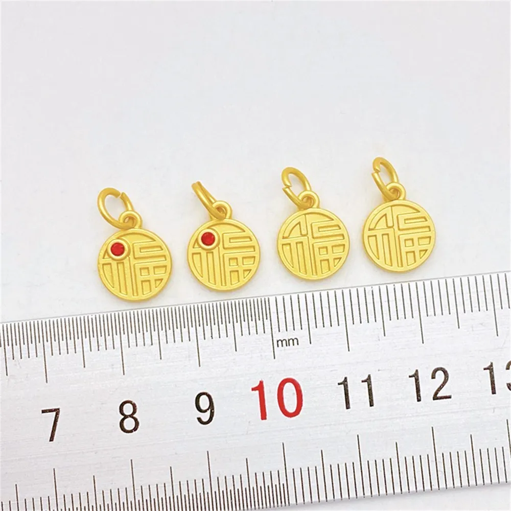 Ancient Gold Color-preserving Zirconium Blessing Small Pendant Handmade DIY Bracelet Necklace Jewelry Material Accessories