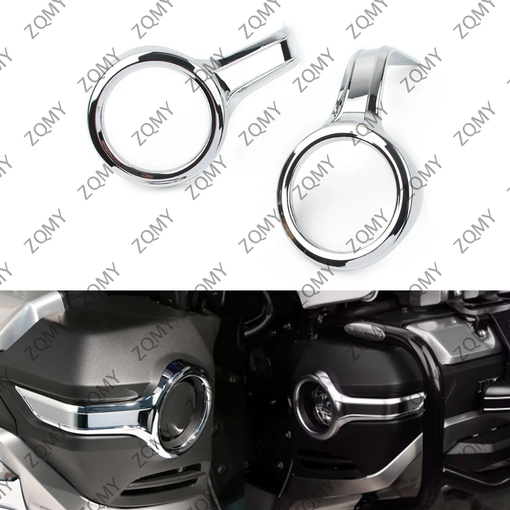 2Pcs Chorme Motorcycle Front Fog Lamp Bezel Trim Rings Decorative For Honda GL1800 Goldwing 2018 2019 2020 Gold Wing GL 1800