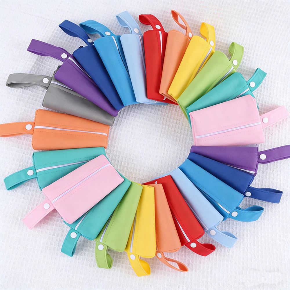 BIAI 3PCS PUL Solid Color Waterproof Wet Bag Resuable Diaper Bag Washable Sanitary Napkin Storage Bag for Swimsuits Wet Clothes