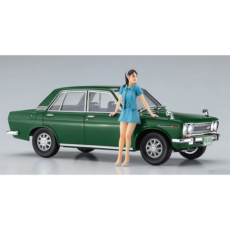 Hasegawa 52277 Static Assembled Car Model Toy 1/24 Scale For Nissan DATSUN Bluebird 1600 SSS with 60s Girl Car Model Kit