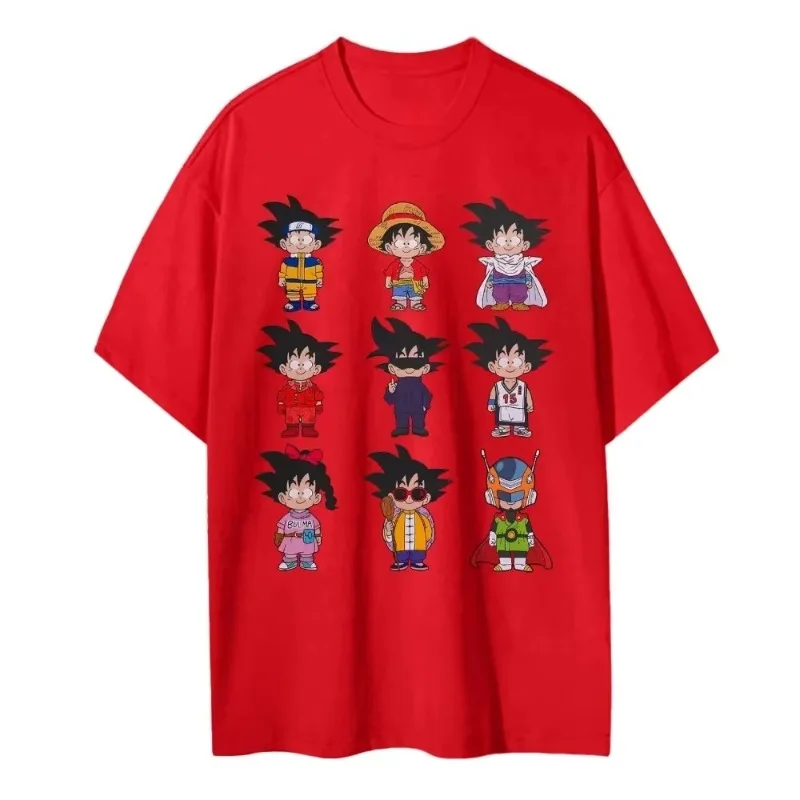 

2025 Dragon Ball Peripheral Printing Goku Summer Short Sleeve T-Shirt Latest Classic Anime Men's and Women's Cotton T-Shirt