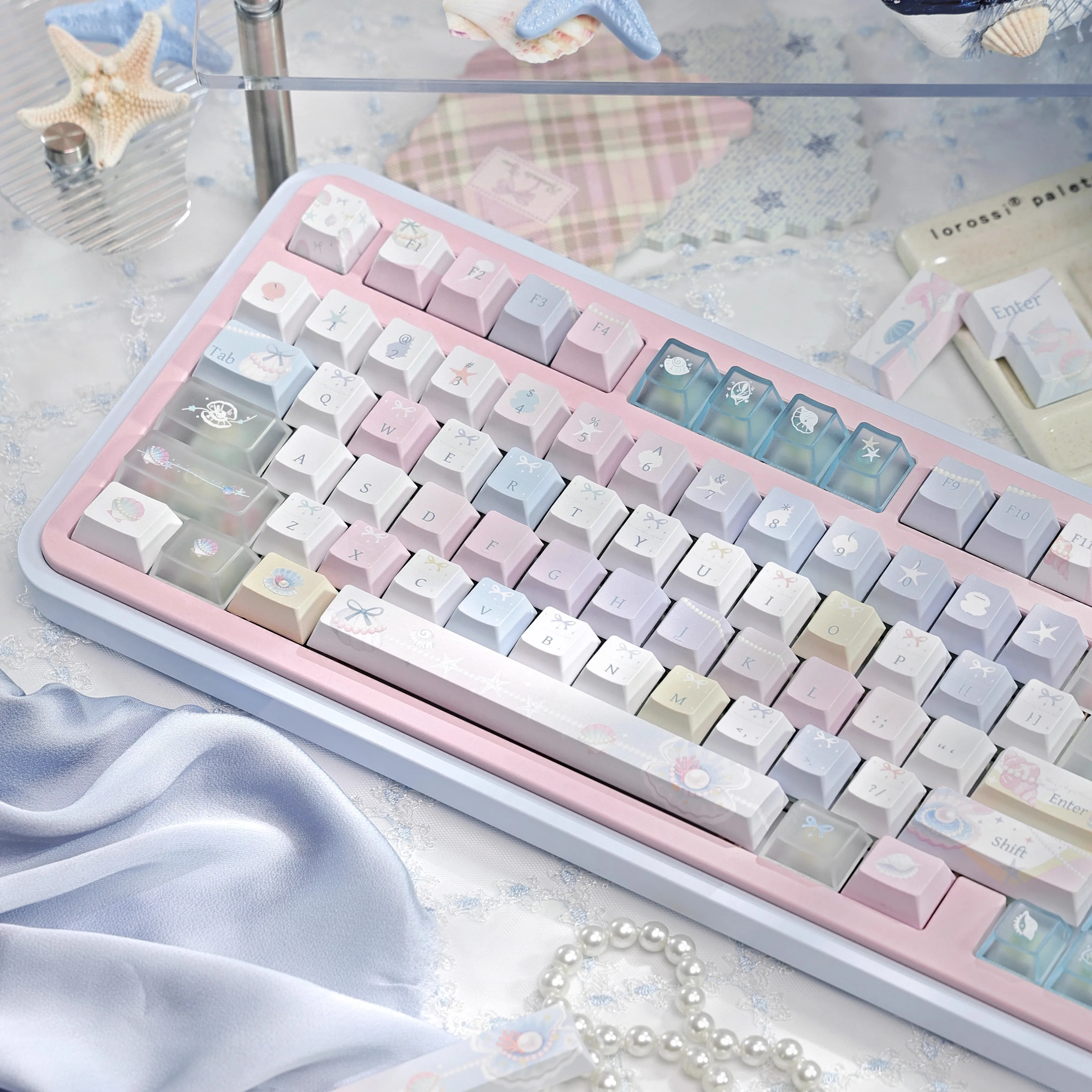 Jellyfish Theme Keycaps PC Frosted Transparent Keycap PBT Cherry Profile Custom Keyboard Caps for Mechanical Keyboard Cute Gift