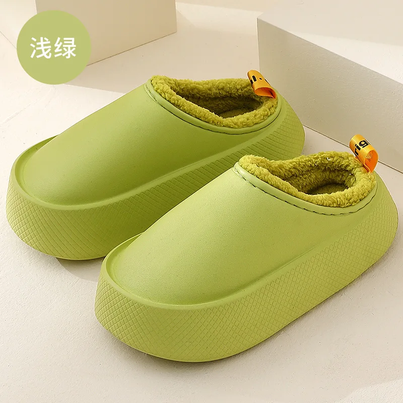 6.0 Cm Thick Soles Eva Cotton Slippers for Men and Women Winter Waterproof Warm House Cotton Shoes Non-Slip Waterproof Slippers