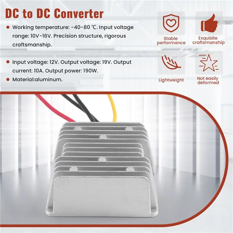 ABKJ-DC To DC 12V TO 19V 10A Step-Up Boost DC DC Power Converter 190W For Car Laptop Power Supply