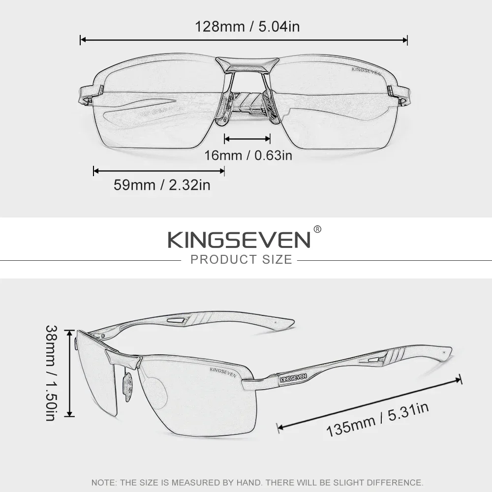 KINGSEVEN خمر النظارات الشمسية الفاخرة الرجال مستطيلة بدون شفة نظارات واقية UV400 الاستقطاب الرجعية القيادة في الهواء الطلق نظارات #5