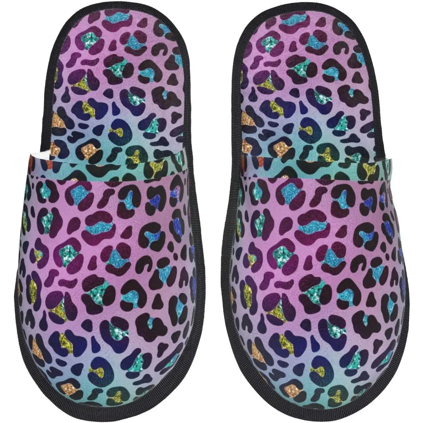 

Rainbow Animal Skin Print Women'S Fuzzy Slip On Indoor Outdoor Winter House Slippers Guest Slippers for Bedroom Women Print