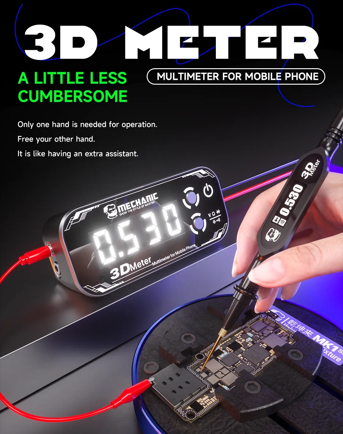 Mechanic Detective 3.0 Multimeter Three-screen digital display Voltage/Capacitance Resistance Measurement For Mobile Phone