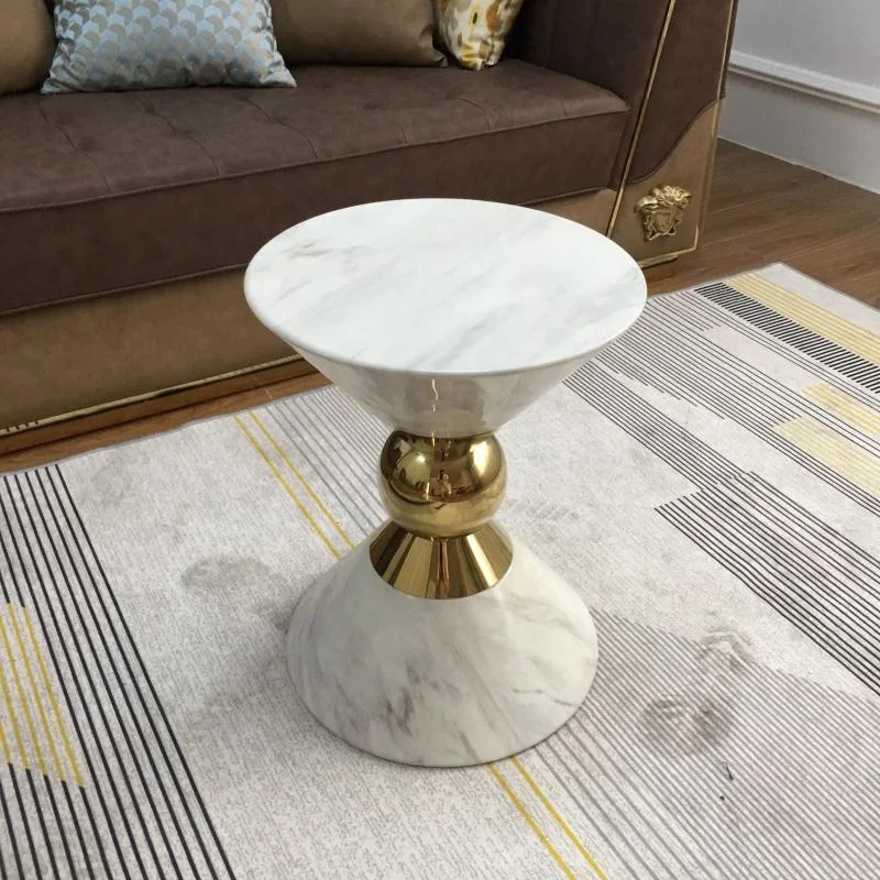 Luxury Stainless Steel Sofa Round Corner Table Golden Coffee Table Sofa Side Negotiation Table