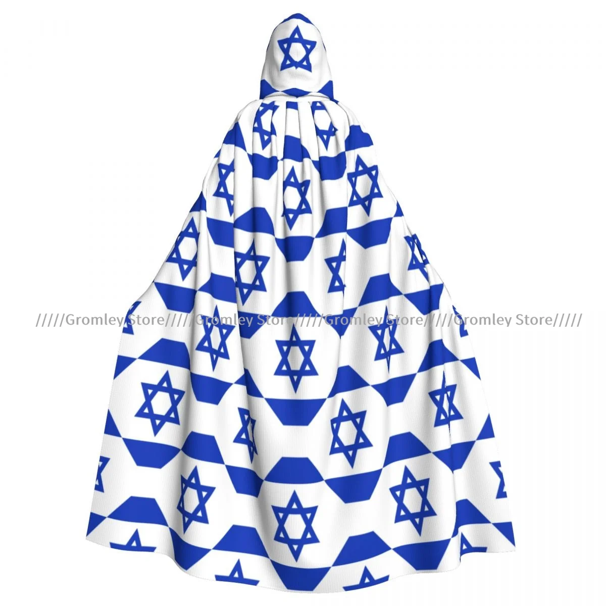 Adult Israel Flag Seamless Background Cloak Cape Hooded Medieval Costume Witch Wicca Vampire Halloween Costume Dress Coat