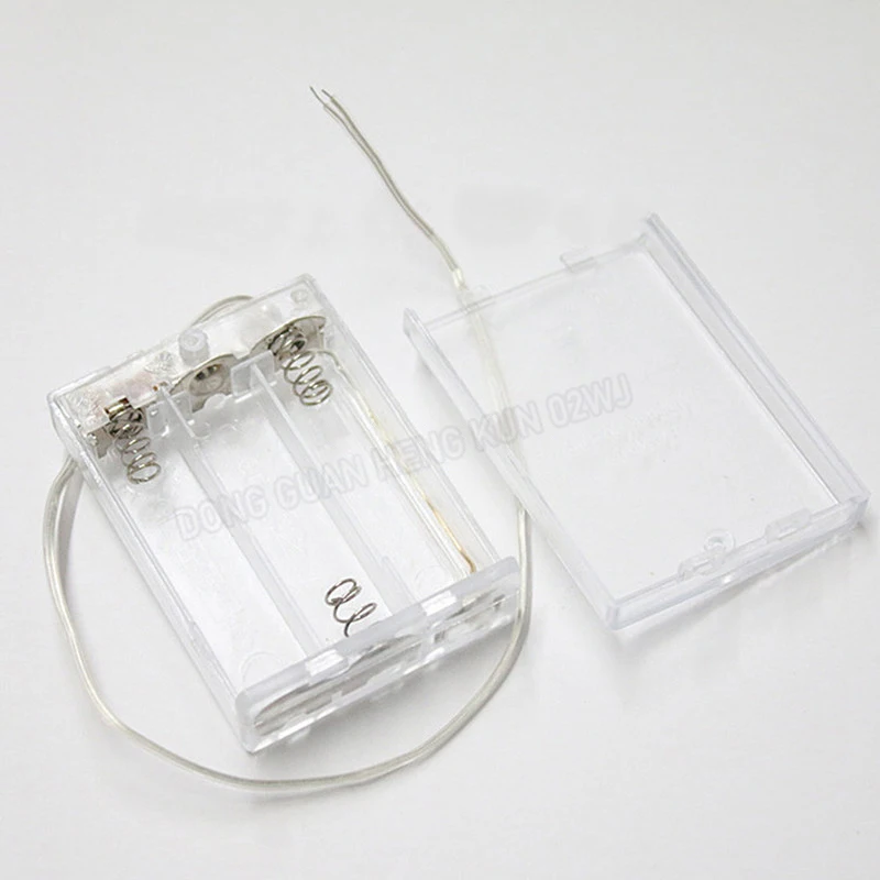 2pcs AA Battery Box AA Battery Holder With Cover With Top Switch With Cable 3AA 4.5V Battery Case In Series Transparent