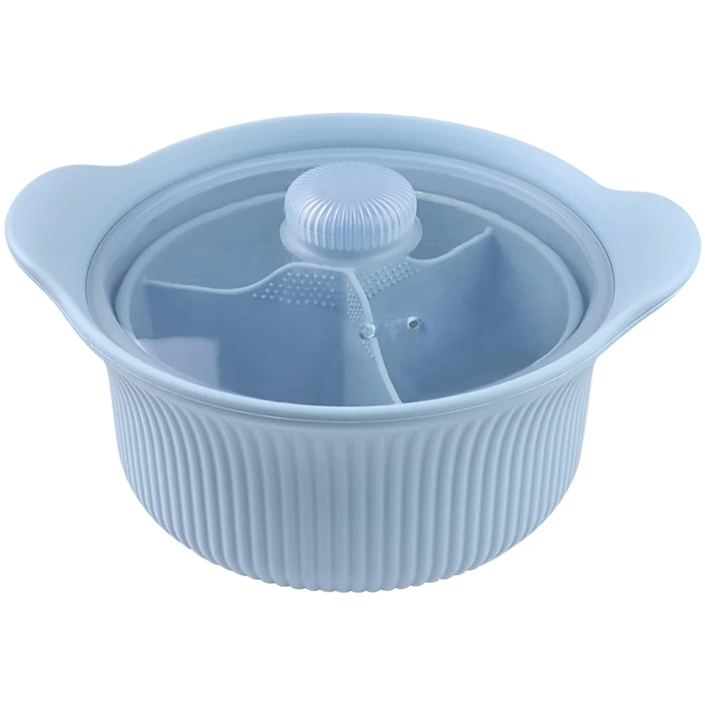 Multi Use Silicone Steamer Pan with Non Slip Base for Microwave Air Fryer - Beige Blue Green - 22.8 x 19.3 x 9.95 cm