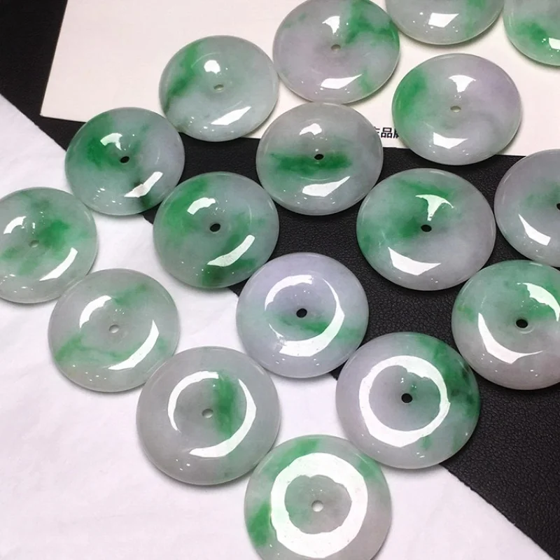 Factory Direct Sales Natural Myanmar Emerald round Men's and Women's Pendant Jade Carving Processing