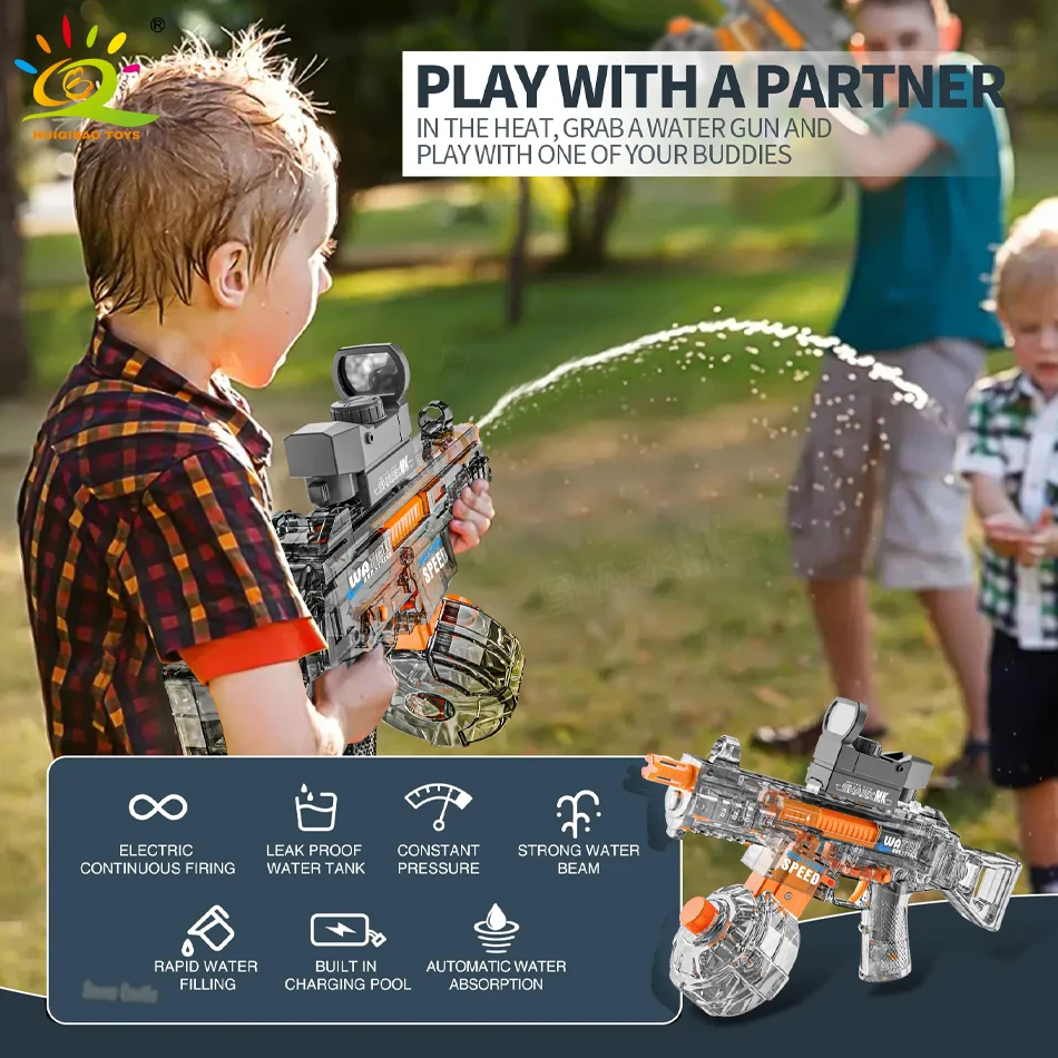 HUIQIBAO UMP45 전기 물총 슈팅 게임 게임 여름 야외 해변 수영장 싸움 어린이를위한 판타지 장난감 소년 선물