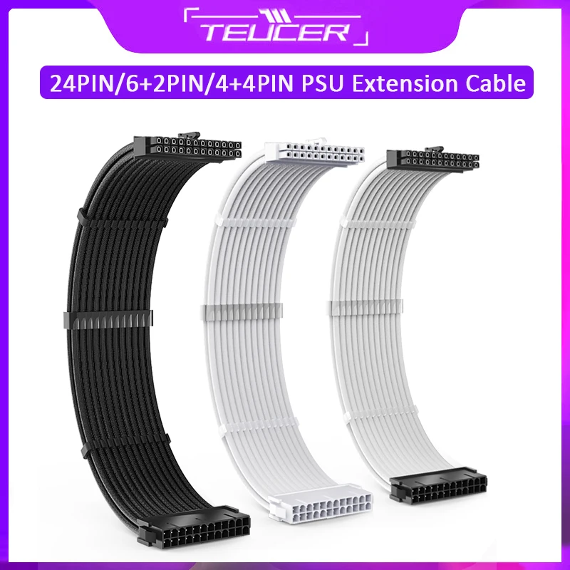 TEUCER Extension Power Supply Cable 24-pin A TX/EPS/8-pin PCI-E GPU/8pin CPU/6-pin PCIE/4-Pin CPU Cable With Combs