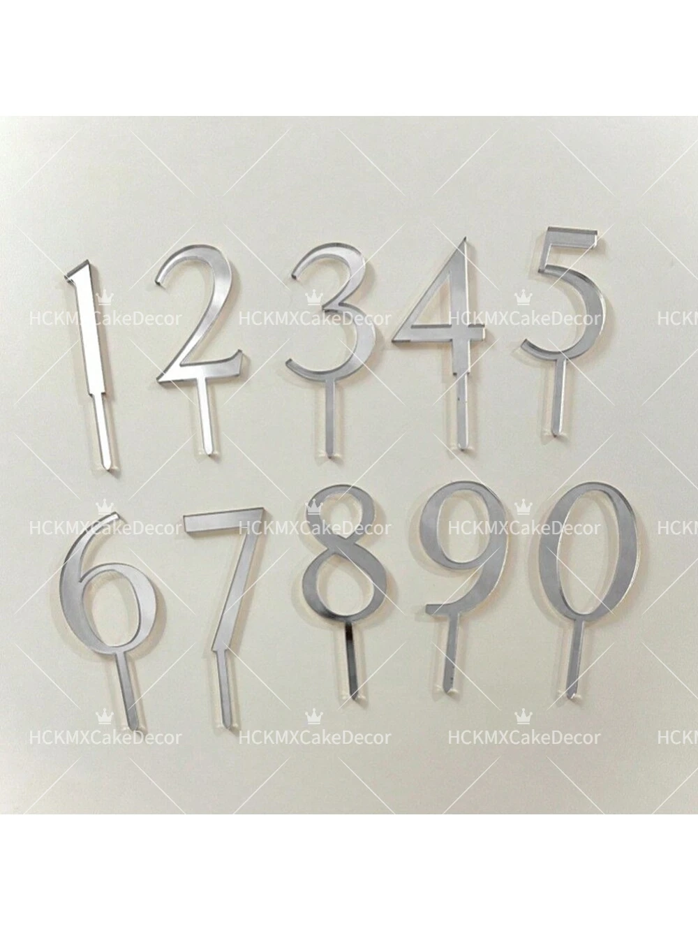 10 Stück/1 Set Gold Silber Acryl Nummer 0-9 Tortendekoration für Geburtstag Hochzeit Jubiläum Party Kuchen-Deko Zubehör – Detail 7