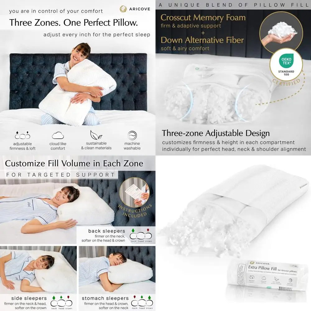 

Подушка Queen Size с регулируемой высотой из пены с эффектом памяти для сна на боку, с мягкой микрофиброй и поддержкой плеч