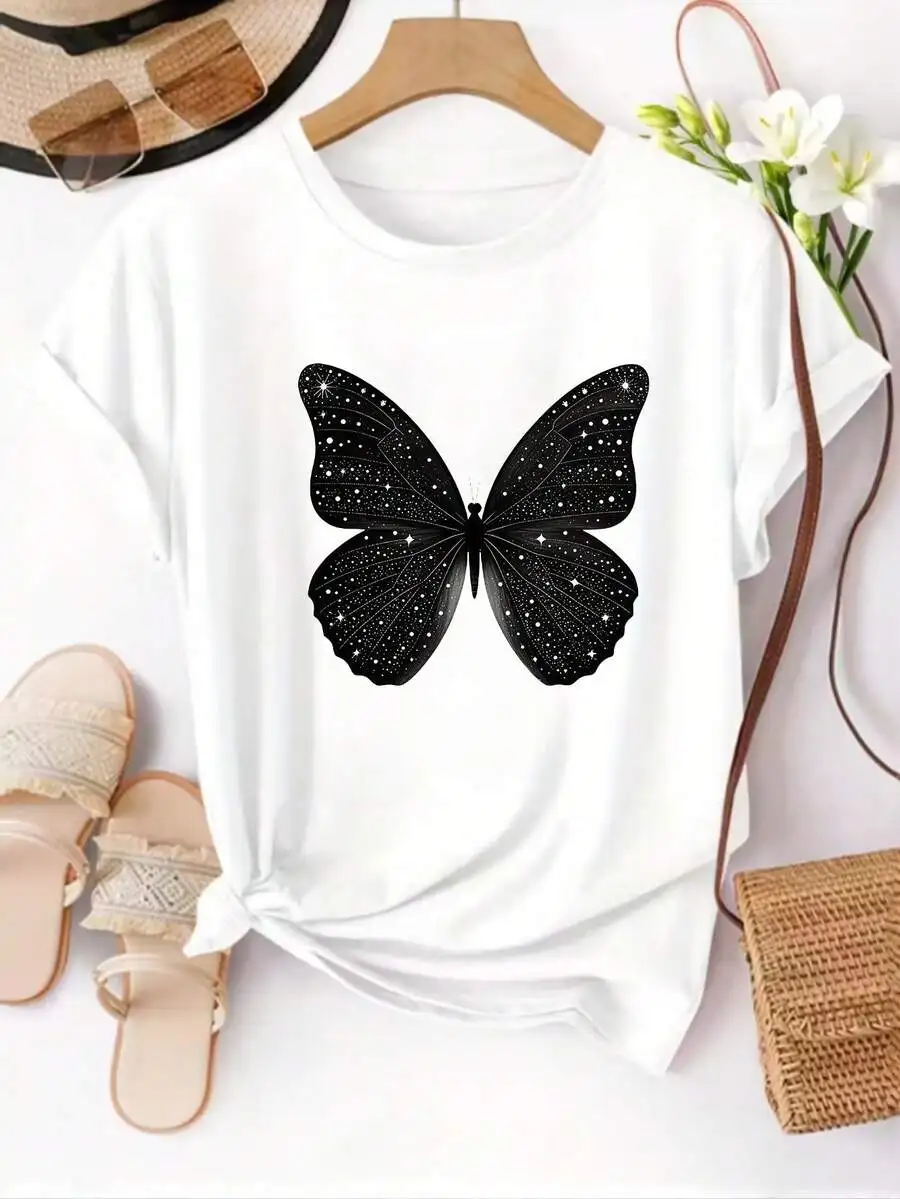 Women's Warm Weather Casual T-Shirt, Crew Neck Short Sleeve Basic Layering Top, Machine Washable, Versatile Daily Outfit, Nice Gift For Wardrobe Staple Lovers