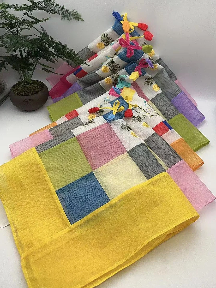 Korean Style Dustproof Tablecloth Bamboo Node Cloth Large Square Fruit Tray Breathable Tea Table Dustproof Fly Proof 5 Pieces