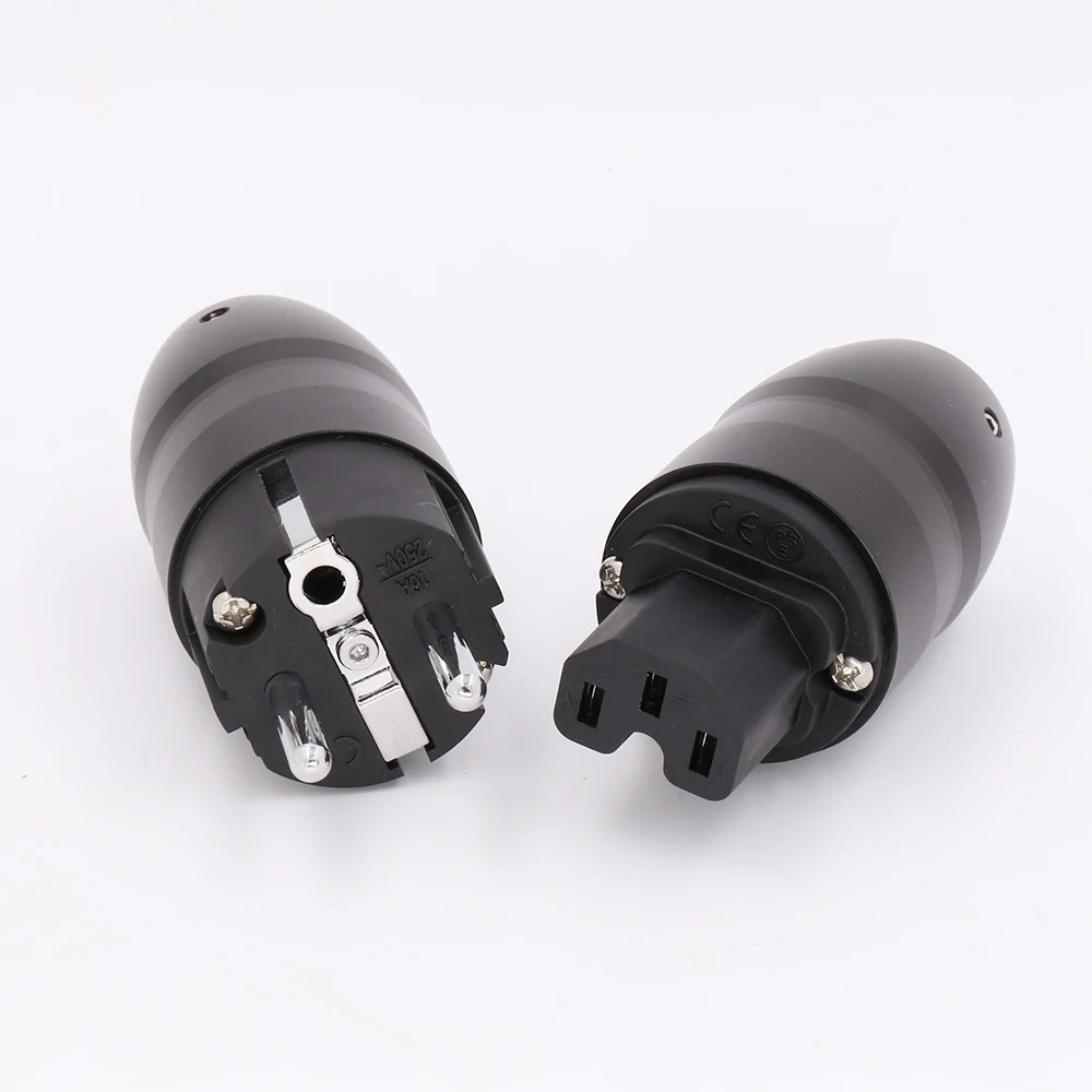 Cặp Hi Cấp Đen Nhôm Bạc Vàng Mạ Rhodium Hifi IEC Nữ Cổng Kết Nối EU Schuko Cắm Điện Cho DIY hifi Cáp Nguồn