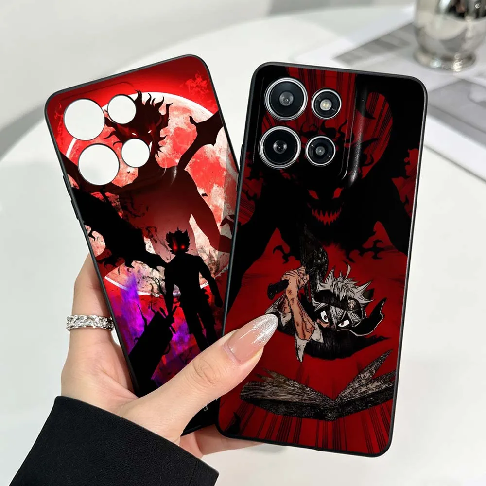 Anime B-Black Clover A-Asta Phone Case For Motorola Moto G86 G75 G72 G56 G42 G41 G35 G31 G15 Edge 70 60 50 Black Soft Cover