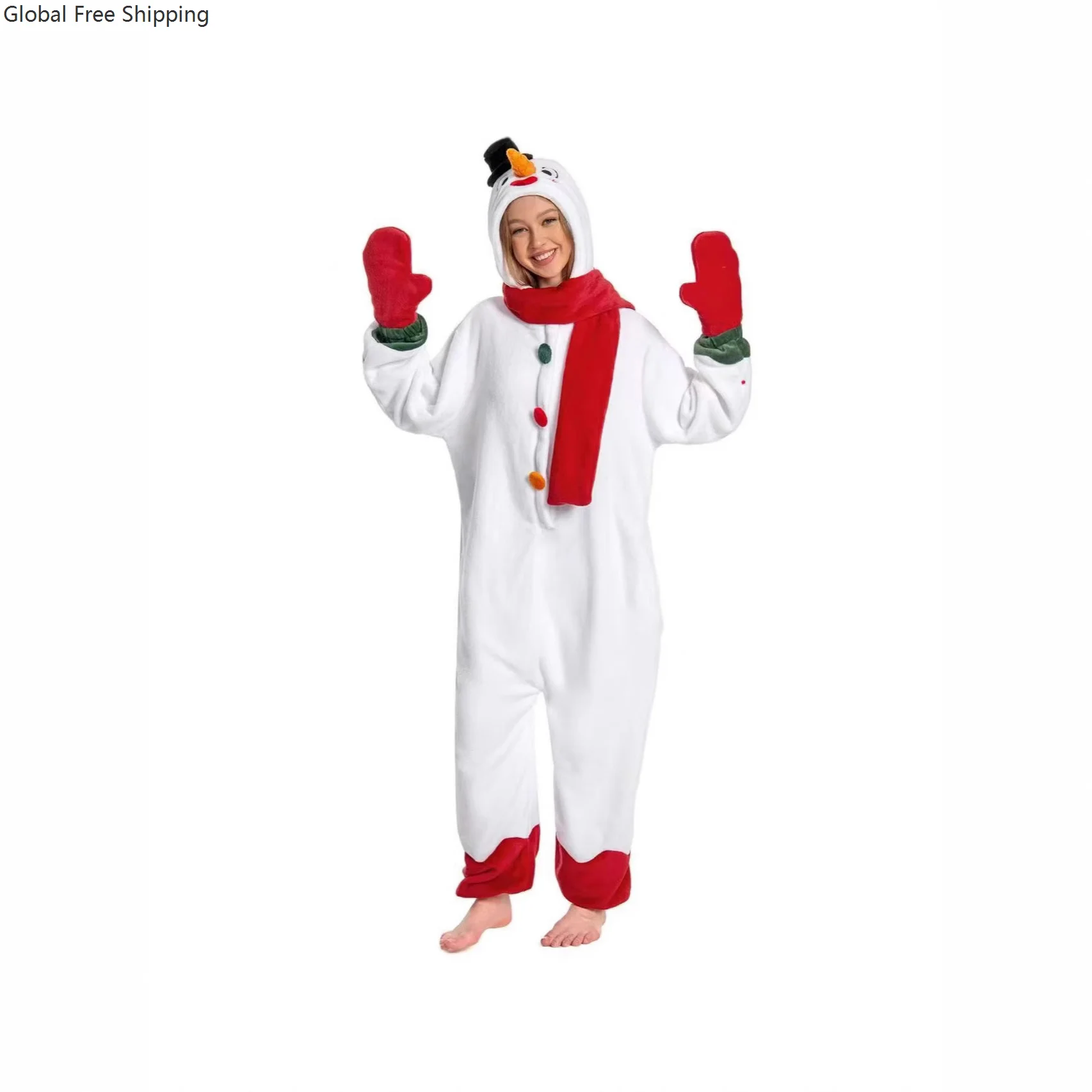 

Christmas Adult Children's Christmas Dress Parent-child Plush Onesie Santa Claus Cute Reindeer Snowman Cosplay Home Warm Cloth