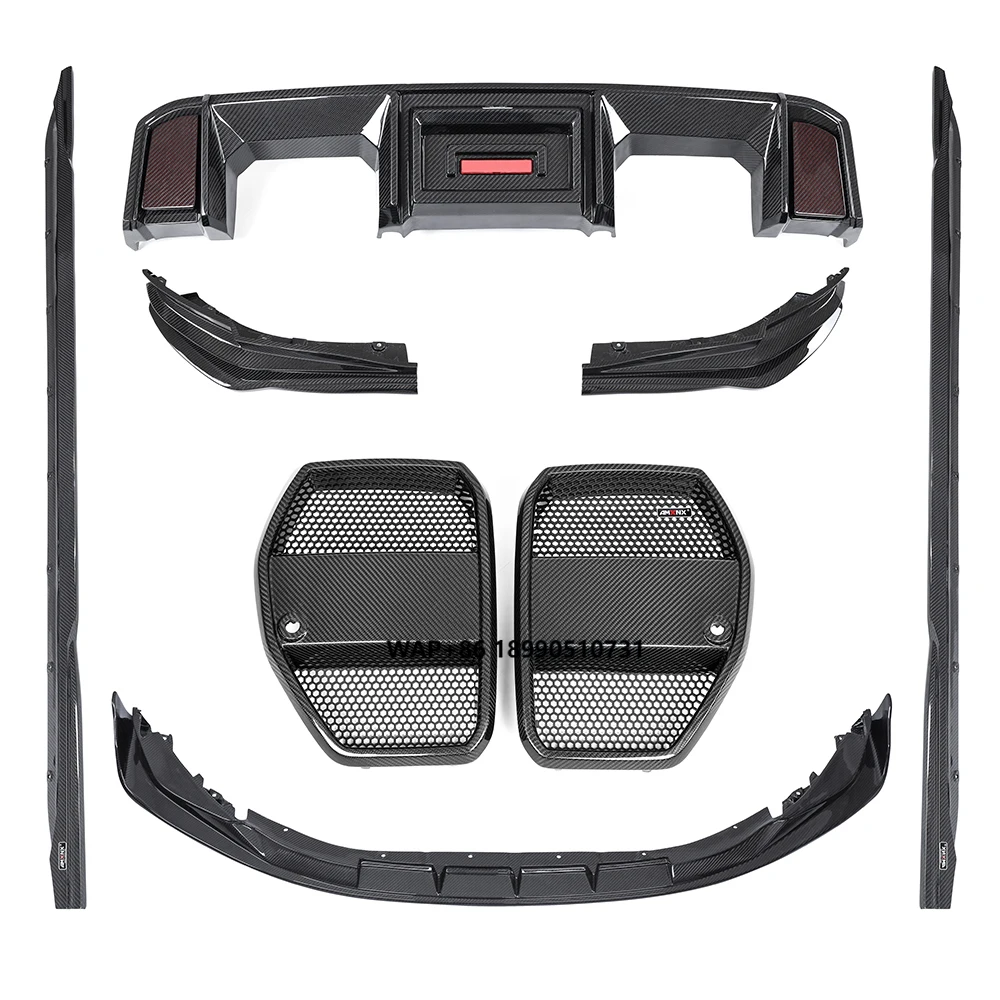 

New Design G80 M3 Dry Carbon Fibers Body Kits Grille Side Skirts Rear Lip Front Lip for M3 G80 AX Style Rear Lip with Lights