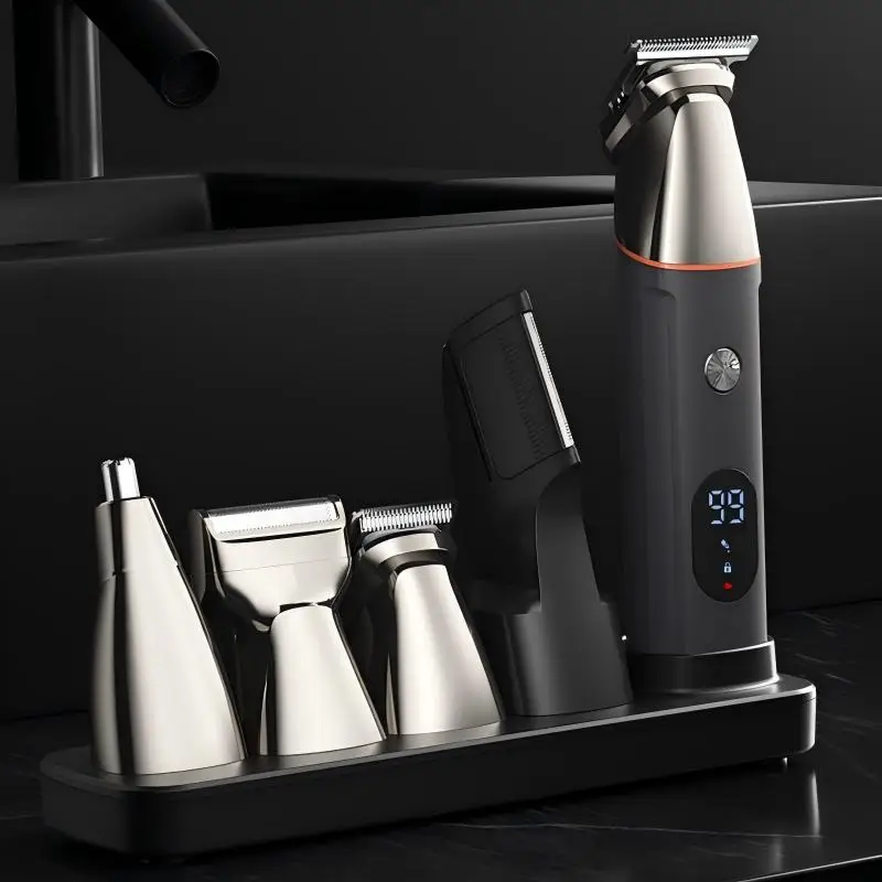 5‑in‑1 Men’s Grooming Kit: Shaver, Hair Clipper & Nose Trimmer, Full‑body Washable