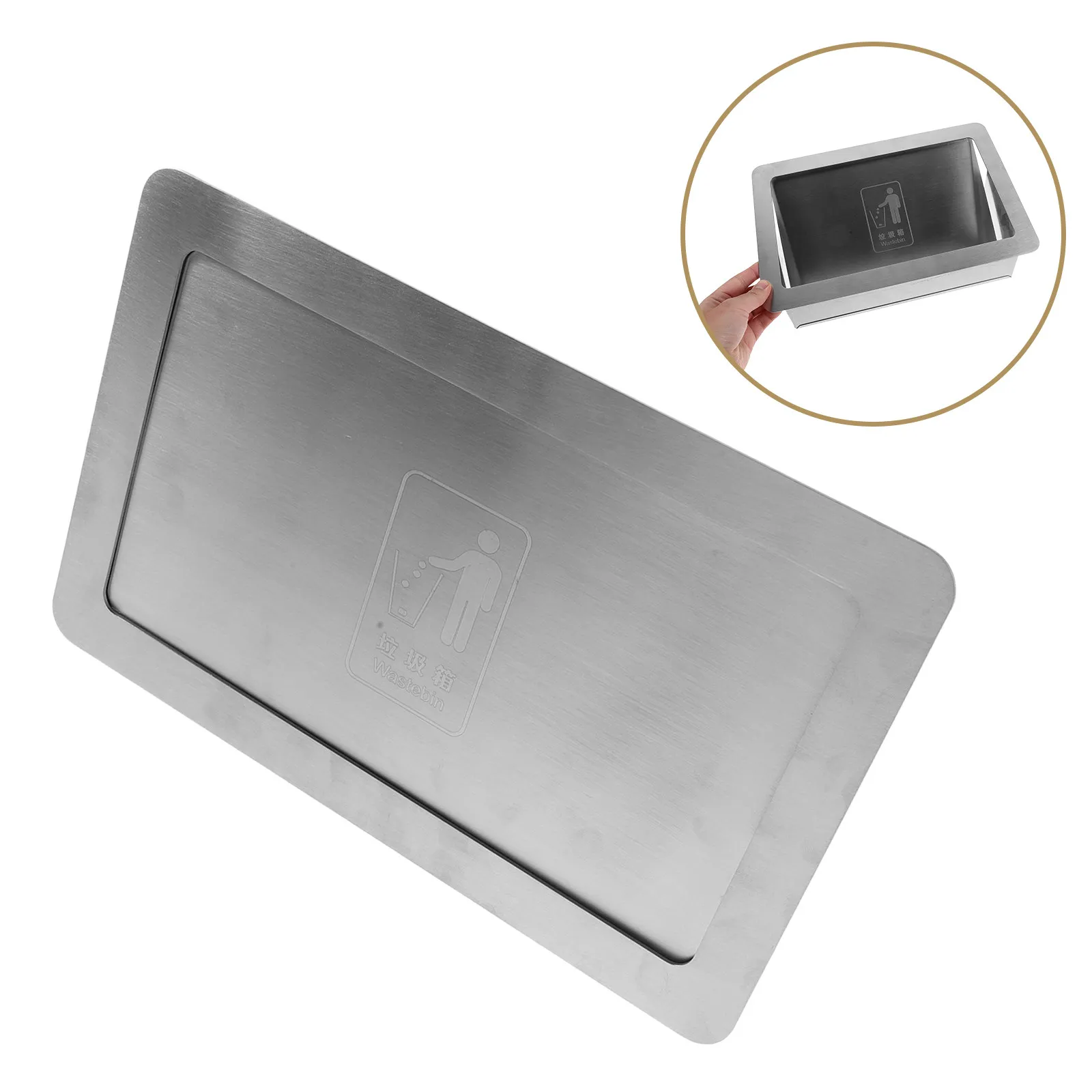 

Встраиваемая крышка для мусорного бака с боковым открыванием, из нержавеющей стали, для скрытого монтажа в кухонный шкаф