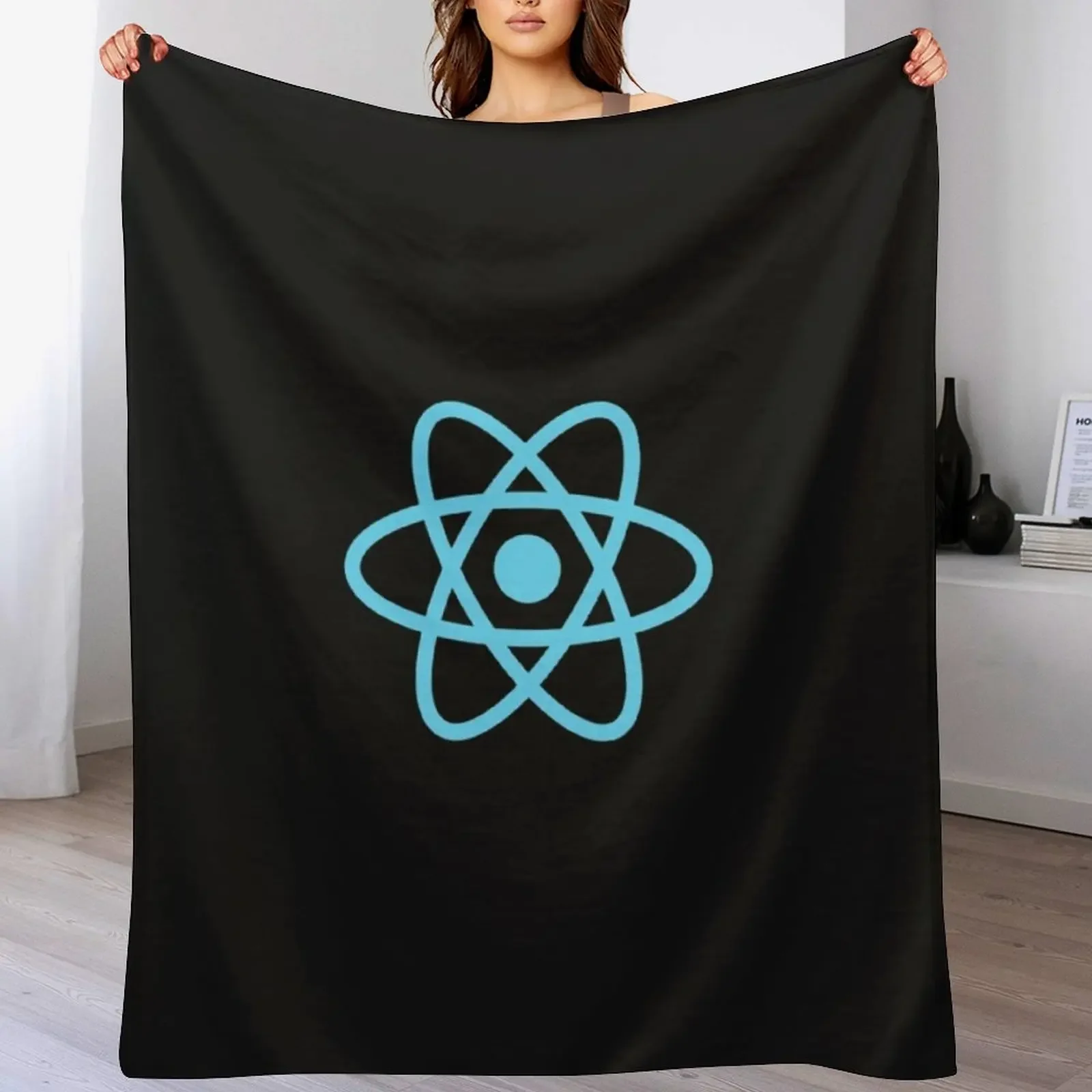 ReactJS React.js Official Logo JavaScript Framework T-Shirt Essential T-Shirt Throw Blanket for winter Furrys Blankets