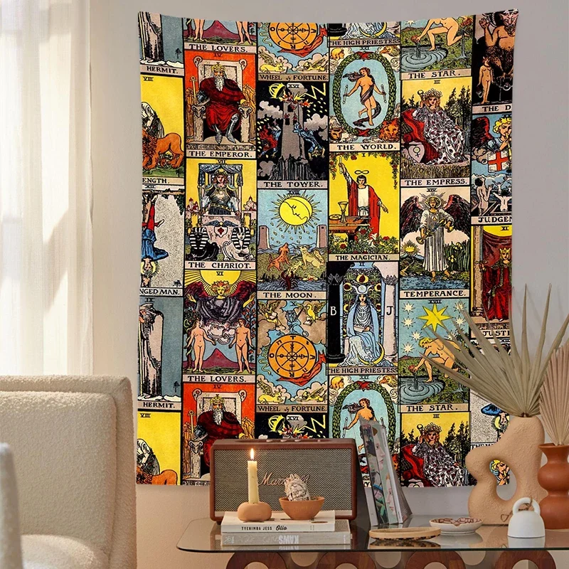 Tarot Tapestry Sun Tapestry Wall Hanging Mystical Medieval European Divination Tapestry boho wall tapestry bedroom decor