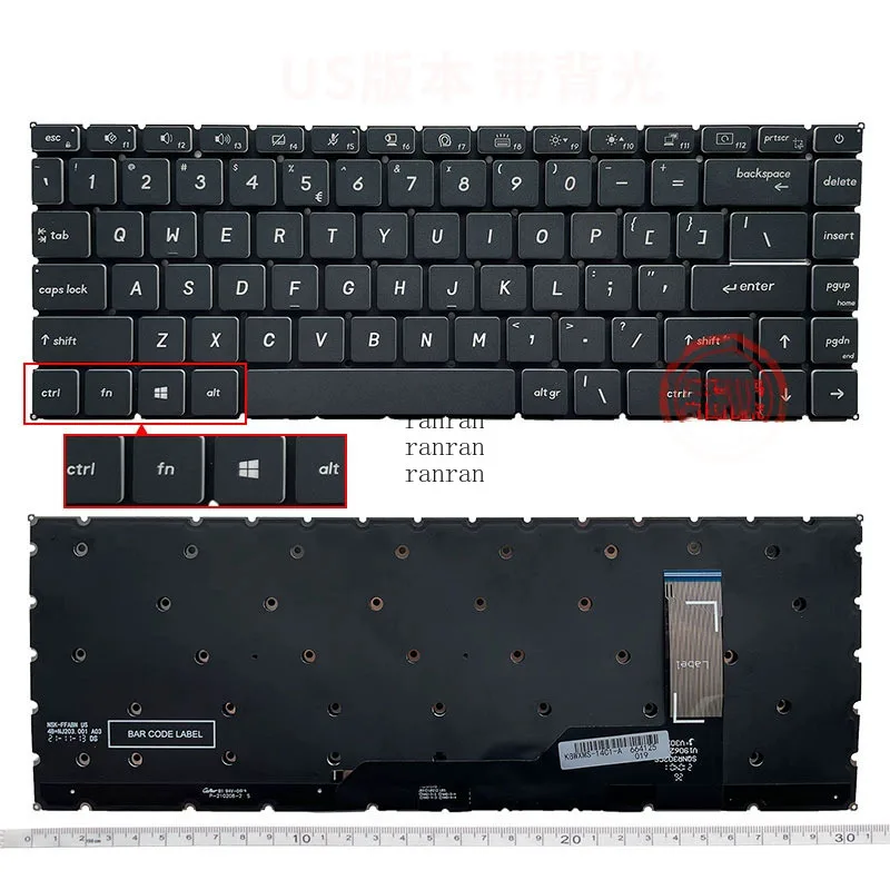 

US Backlight Backlit Layout Keyboard Four keys in the bottom left corner For MSI GS66 GE66 GP66 P40 MS-1541 MS-14C1 MS-14C2